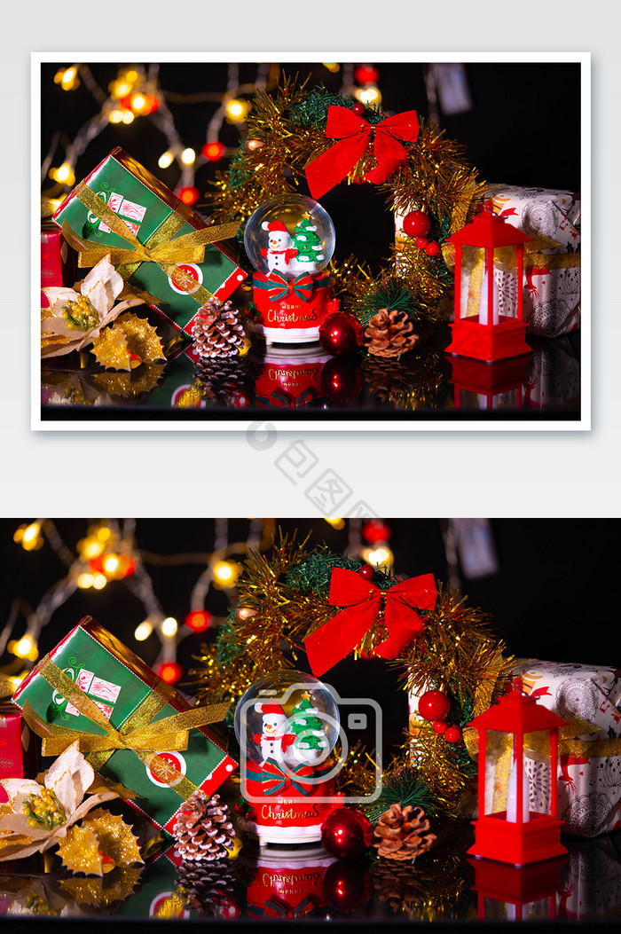 烛光圣诞节圣诞树礼物盒图片图片