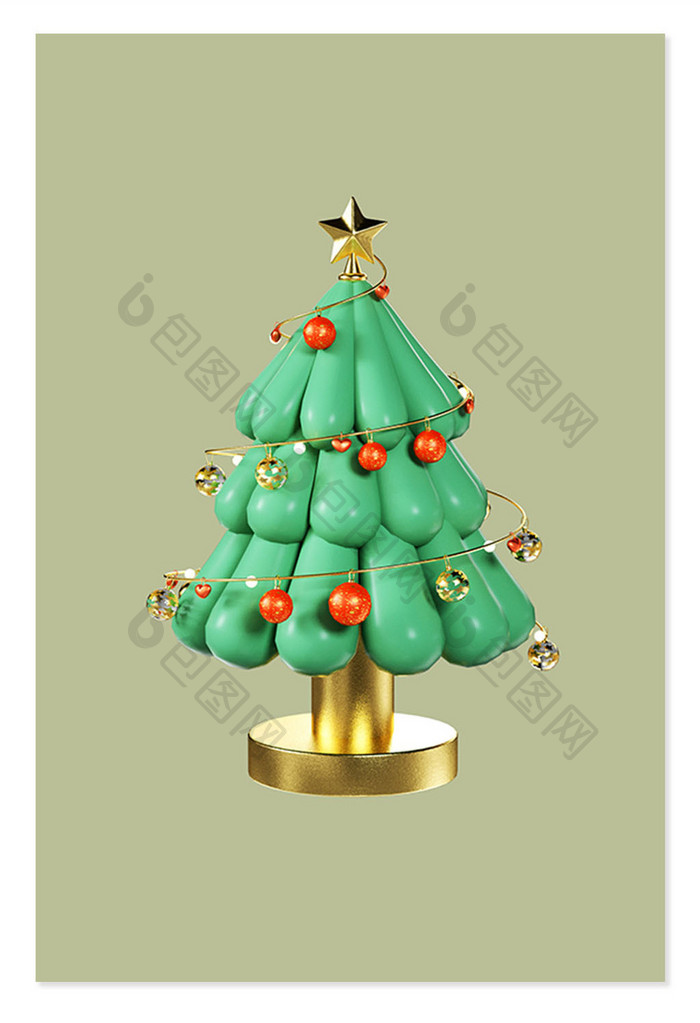圣诞节3D立体卡通圣诞树