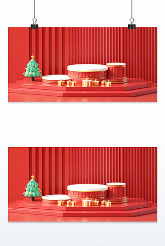 圣诞节3D立体电商背景展台模型图片