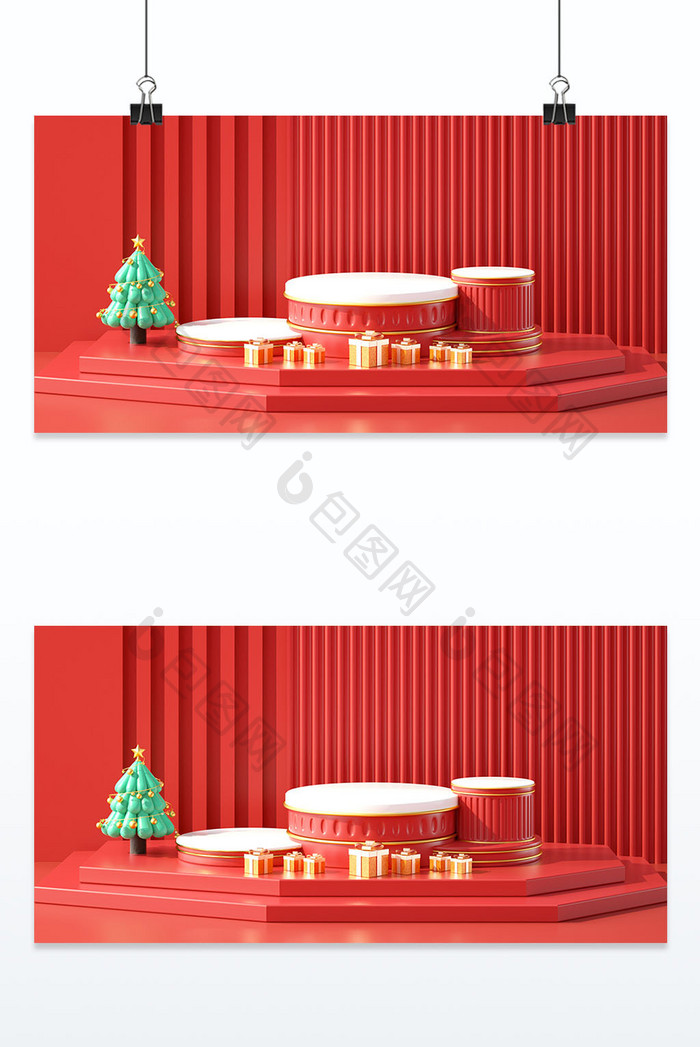 圣诞节3D立体电商背景展台模型