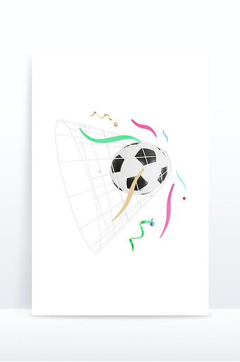 3D世界杯元素足球彩条图片