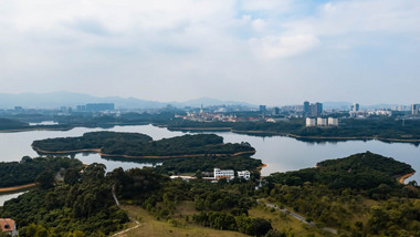 自然风光东莞松山湖4A景区航拍