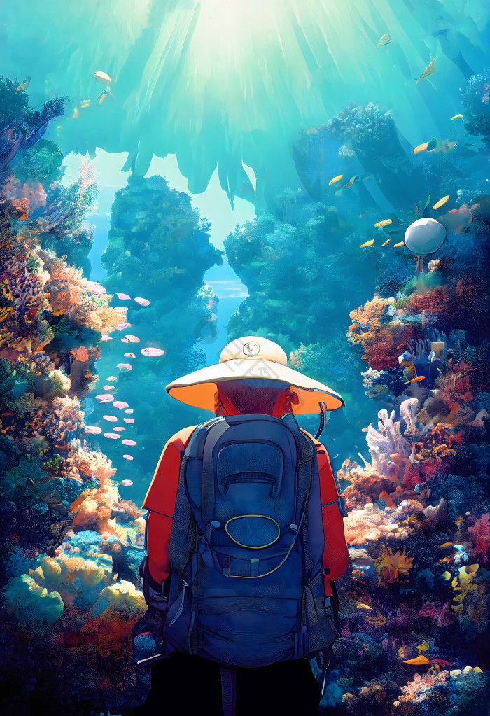 旅行者们套图插画图片-包图网