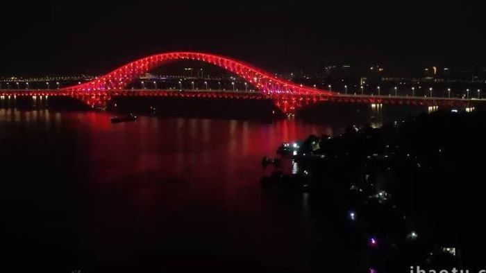 城市地标广州南沙明珠湾夜景航拍