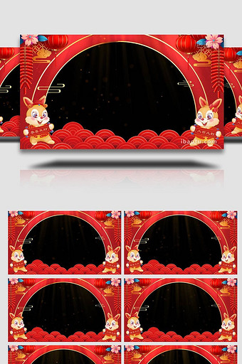 兔年春节过年喜庆视频框背景图片