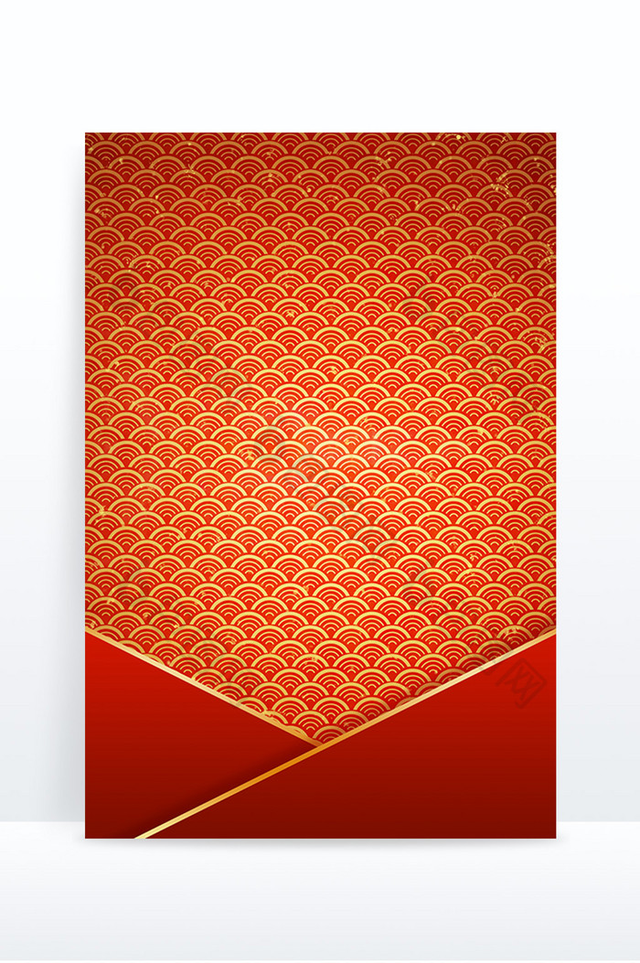中国风传统纹理红色几何新年背景