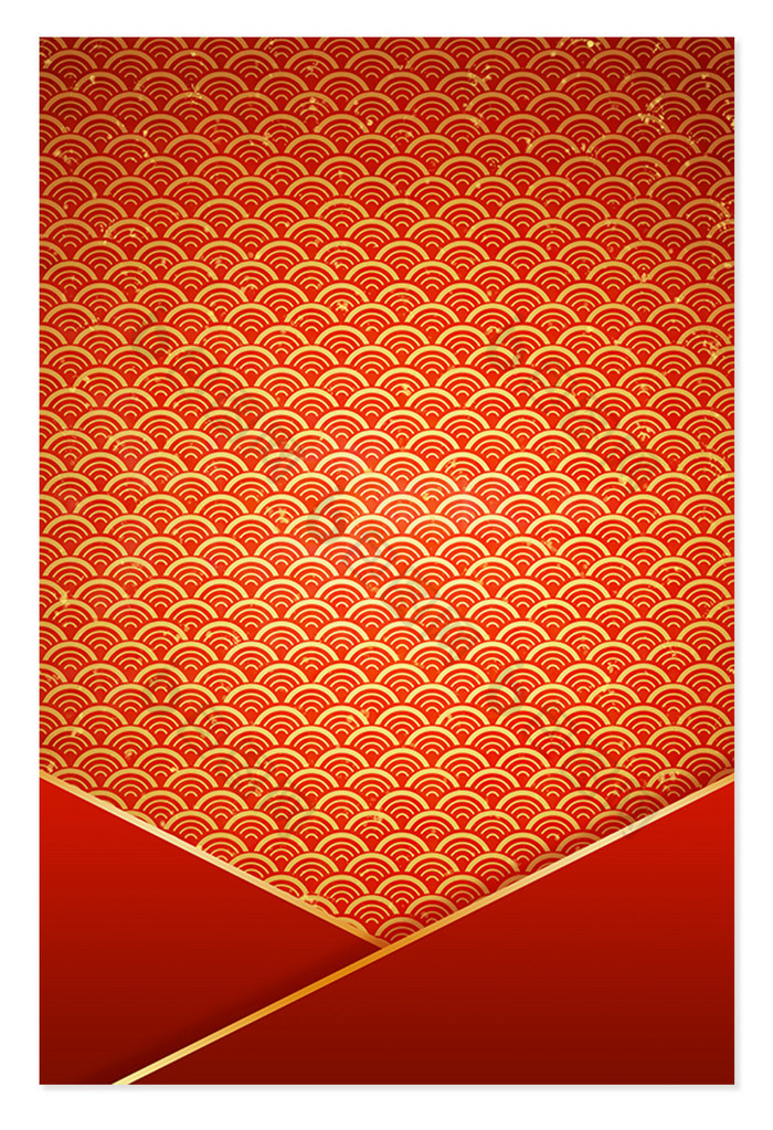 中国风传统纹理红色几何新年背景