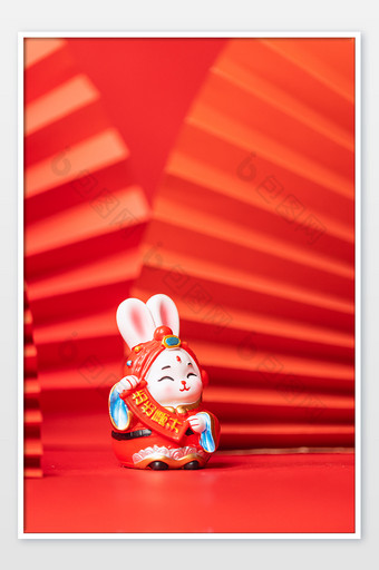 兔年喜庆红色中式风格背景图图片