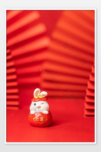 兔年中式风格红色喜庆图片