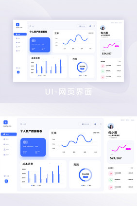 金融个人仪表板清新网页页面