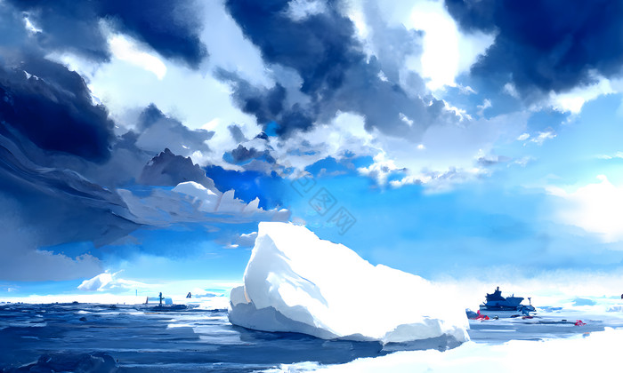 北极南极冰山数字艺术图片