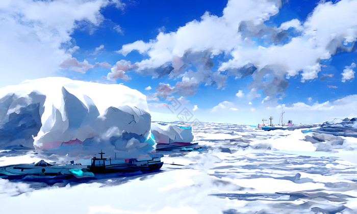 航海北极南极冰川数字艺术图片
