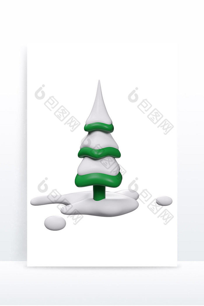 卡通C4D圣诞树装饰模型图片图片