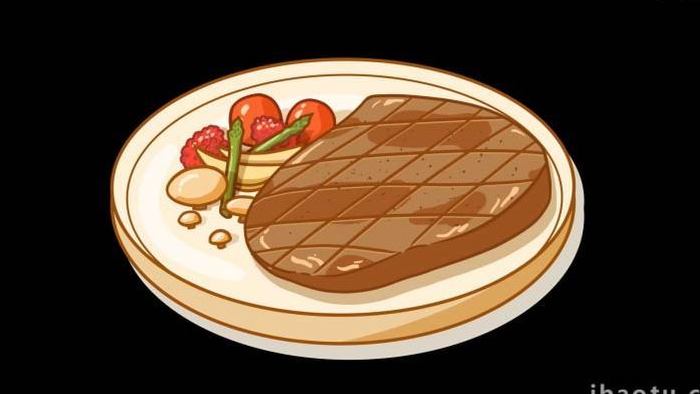 卡通类食物牛排美食西餐MG动画