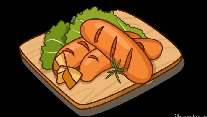 卡通类美食食物香肠烤肉MG动画