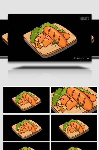 卡通类美食食物香肠烤肉MG动画图片
