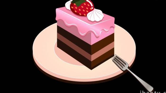 卡通类甜点草莓蛋糕奶油MG动画