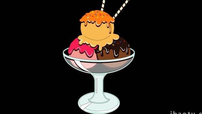 卡通食物美食冰淇淋雪球MG动画
