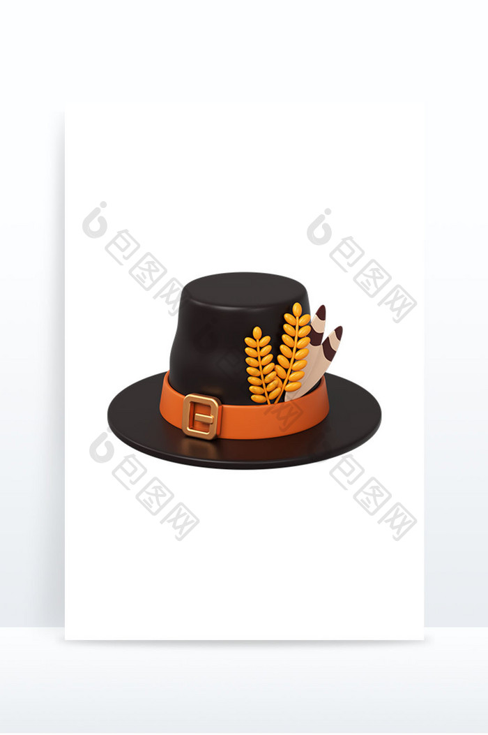 C4D感恩节元素节日装饰帽子