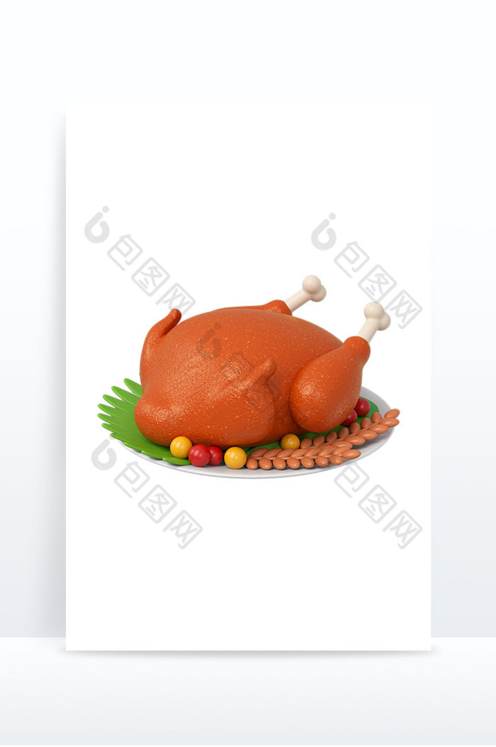 C4D感恩节元素立体美食烤鸡图片图片
