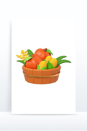 C4D感恩节元素立体蔬菜水果图片