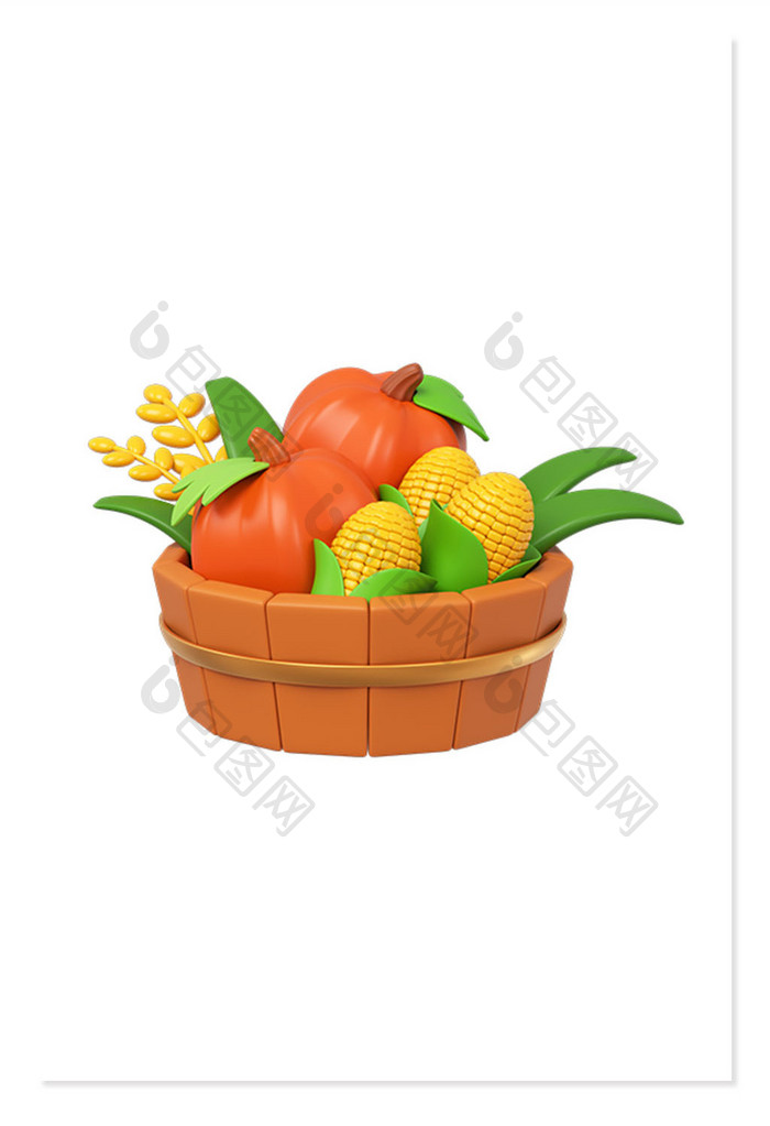 C4D感恩节元素立体蔬菜水果