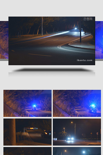 夜晚孤独冷清公路车辆驶过实拍图片