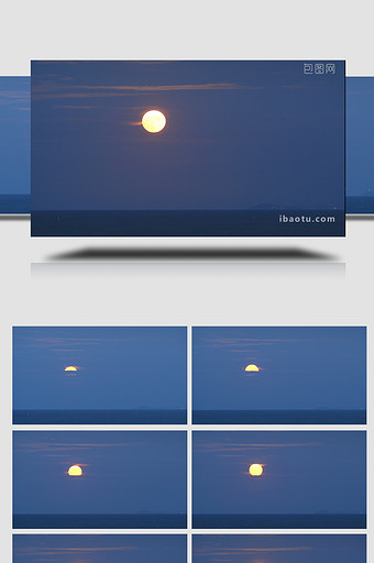 延时摄影十五的月亮在海上升起图片