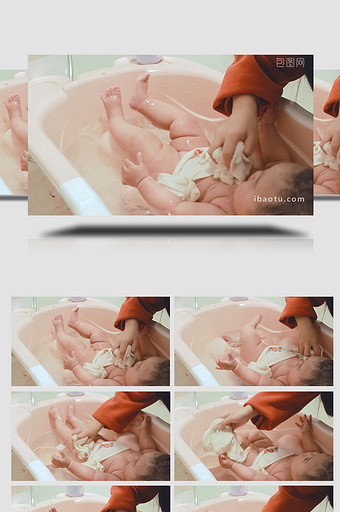 人物形象母亲给婴儿洗澡4K图片