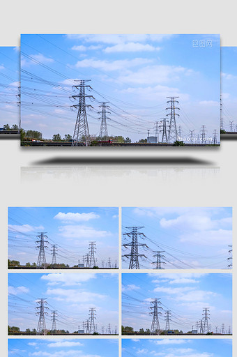 电网高压输电电力能源4K延时图片