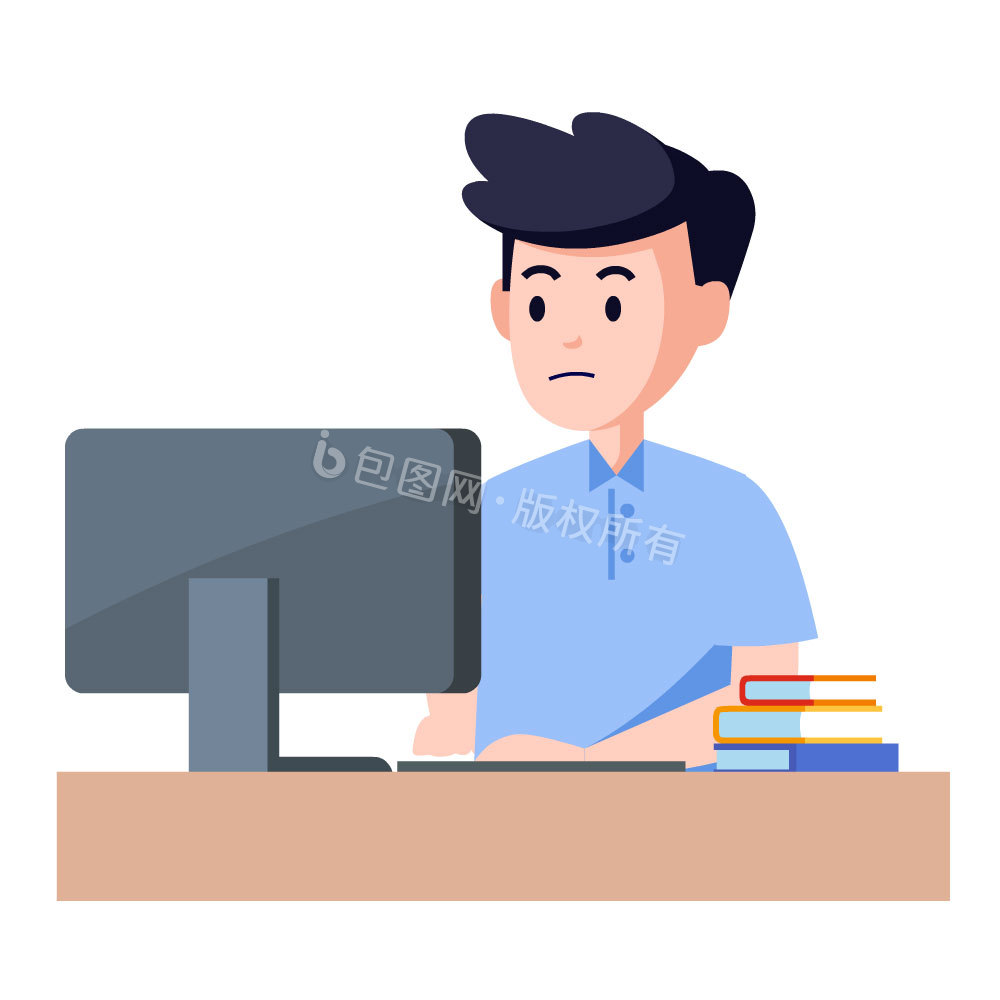 男子加班办公工作gif动图下载-包图网