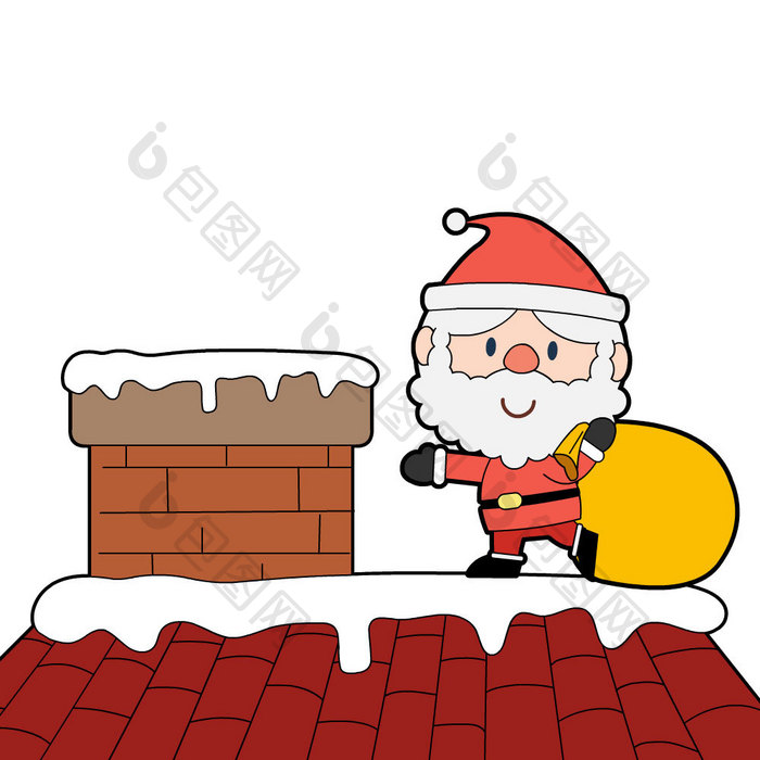 圣诞老人爬上烟囱动图GIF