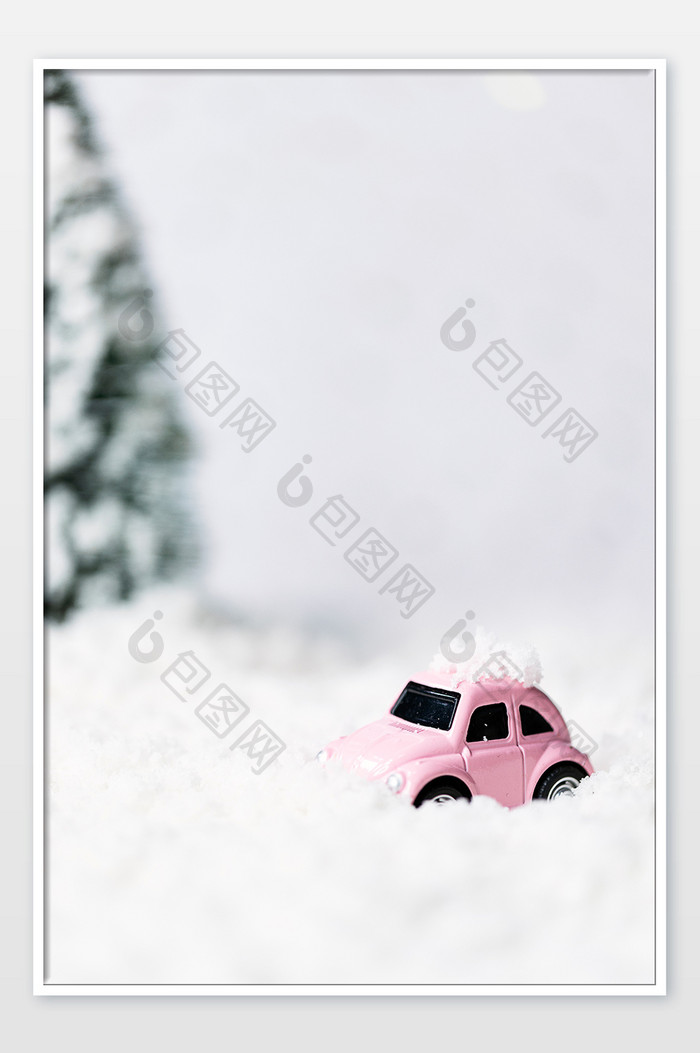 粉色小汽车创意圣诞节图片