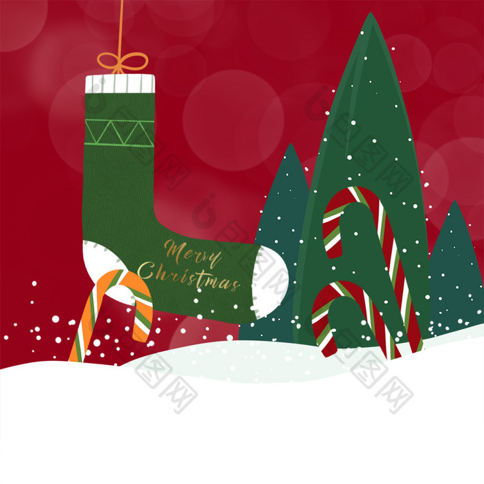 圣诞袜子雪地节日动图GIF