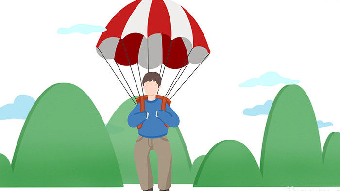 易用卡通mg动画男人乘降落伞