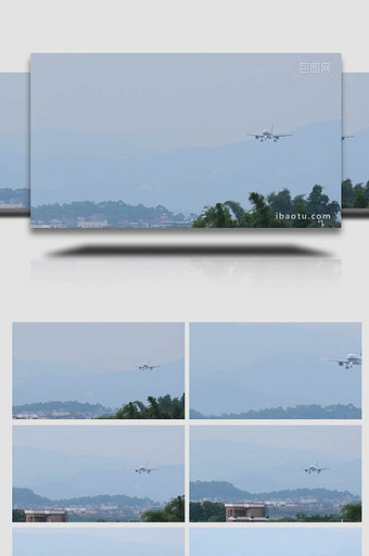 飞机降落在机场跑道实拍4k图片