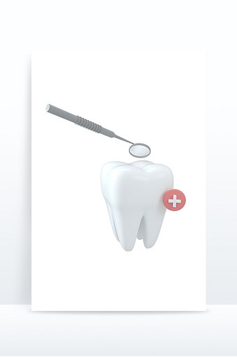 3d立体白色牙齿卡通模型图片