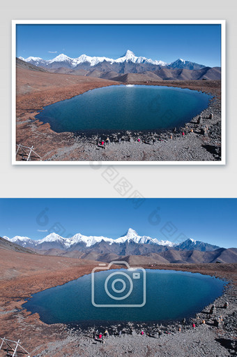 四川甘孜雪山和湖泊图片