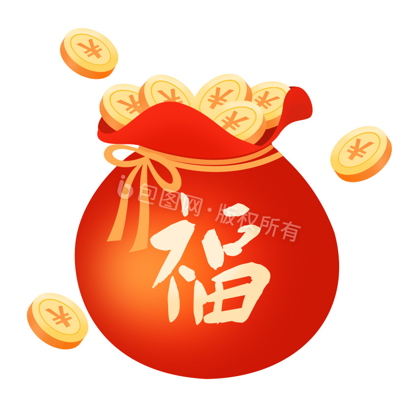 喜庆福袋新年福字金币GIF图片
