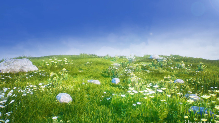 绿色草地野花风景可循环视频素材
