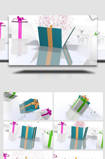 圣诞节礼盒彩纸爆炸动画AE模板图片