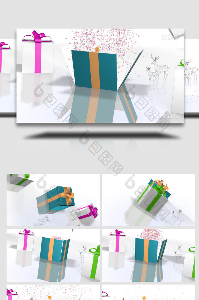 圣诞节礼盒彩纸爆炸动画AE模板