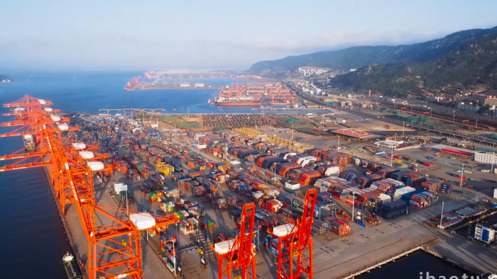 行业海边港口海运物流集装箱4K