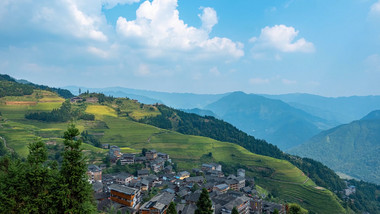 自然旅游龙脊梯田风光延时