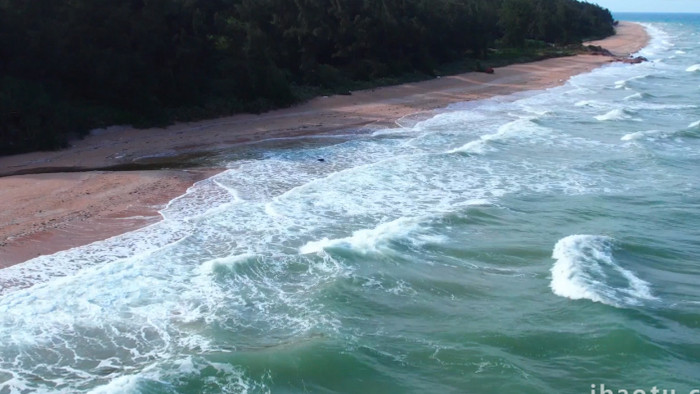 自然震撼大海海浪沙滩风光航拍