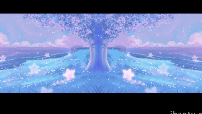 唯美樱花树巨幕背景视频AE模板