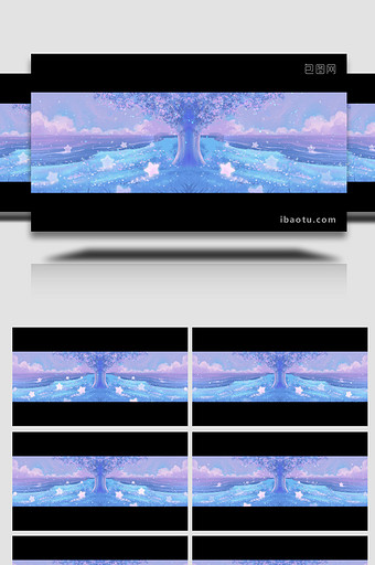 唯美樱花树巨幕背景视频AE模板图片