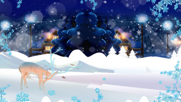 圣诞节蓝色卡通下雪背景视频