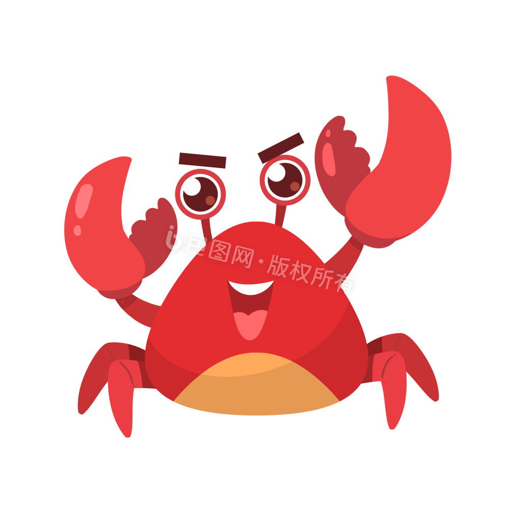 卡通红色螃蟹走路动图GIF图片