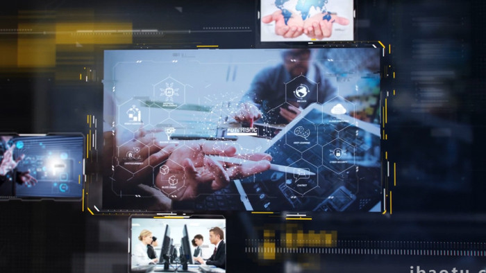 全息科技视频展示框动画AE模板